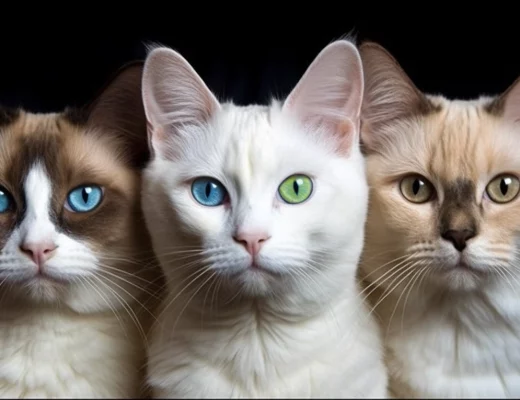 Example of cat deformities present in 3 very different cats on dark background